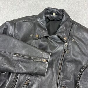 Harley Davidson Genuine Leather Biker Jacket Womens L Black 90's Heavyweight